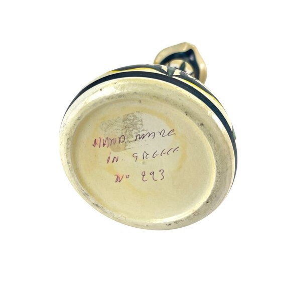 Handmade Greek Ceramic Pitcher With Floral Design Multicolor 7" Tall Signed Numb - Picture 5 of 7